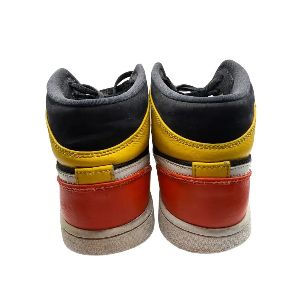 Nike Air Jordan 1 Mid Black Yellow Red Sneakers Men's Size 9.5 852542-087
